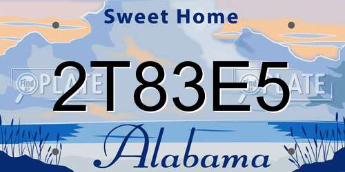 2T83E5 Alabama License Plate