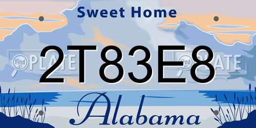 2T83E8 Alabama License Plate