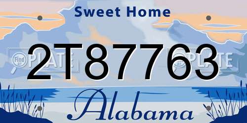 2T87763 Alabama License Plate