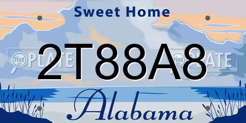 2T88A8 Alabama License Plate