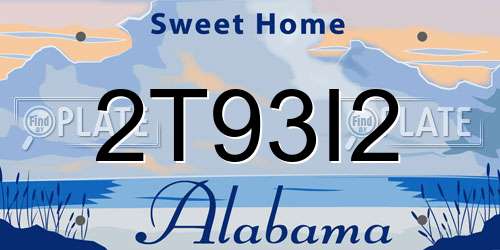 2T93I2 Alabama License Plate