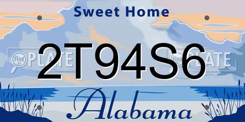 2T94S6 Alabama License Plate