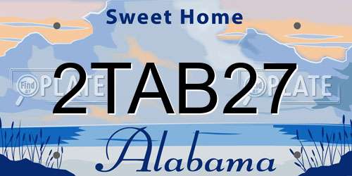2TAB27 Alabama License Plate