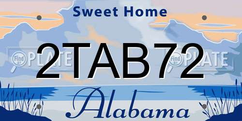 2TAB72 Alabama License Plate