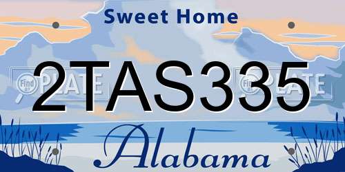 2TAS335 Alabama License Plate