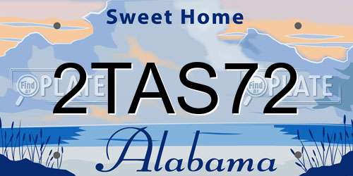 2TAS72 Alabama License Plate