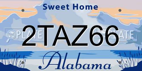 2TAZ66 Alabama License Plate