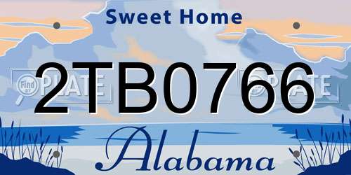 2TB0766 Alabama License Plate