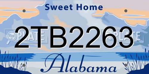 2TB2263 Alabama License Plate