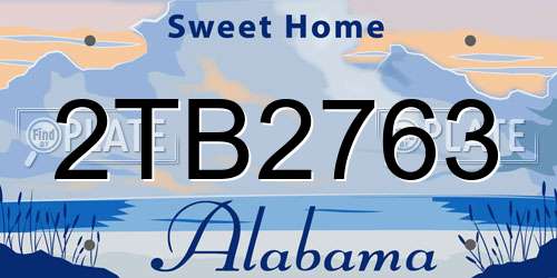 2TB2763 Alabama License Plate