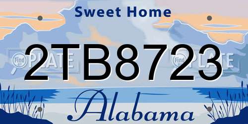 2TB8723 Alabama License Plate