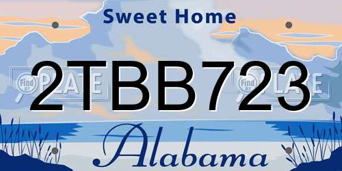 2TBB723 Alabama License Plate