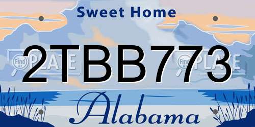 2TBB773 Alabama License Plate