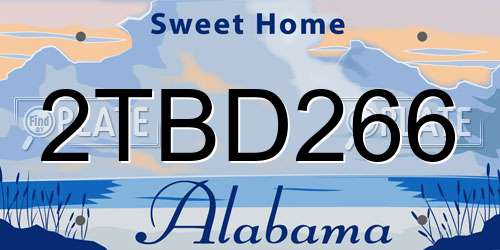 2TBD266 Alabama License Plate