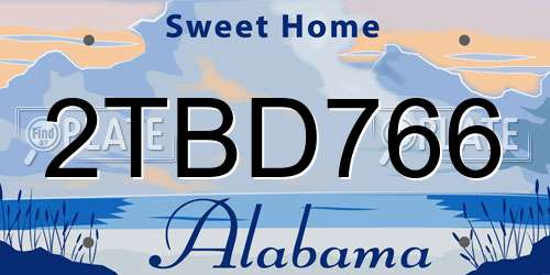 2TBD766 Alabama License Plate