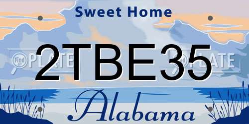2TBE35 Alabama License Plate