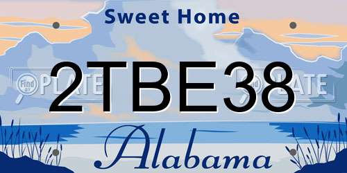 2TBE38 Alabama License Plate