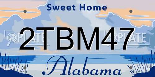 2TBM47 Alabama License Plate