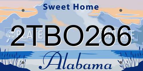 2TBO266 Alabama License Plate