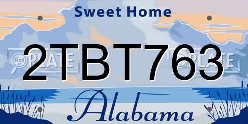 2TBT763 Alabama License Plate