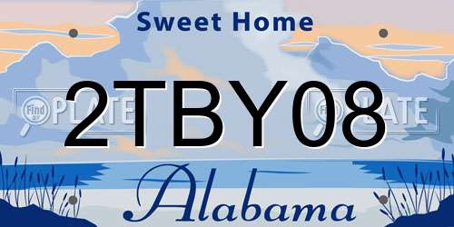 2TBY08 Alabama License Plate