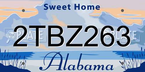 2TBZ263 Alabama License Plate