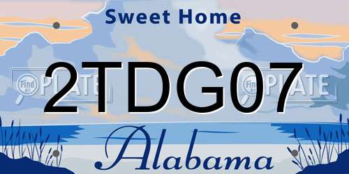 2TDG07 Alabama License Plate