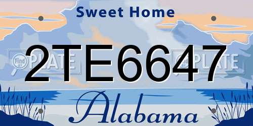 2TE6647 Alabama License Plate