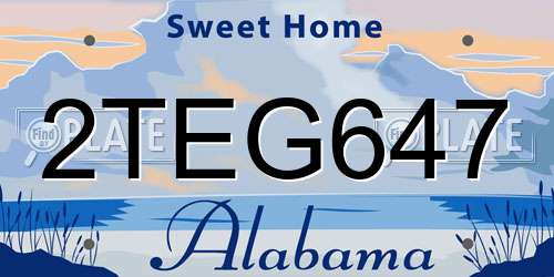 2TEG647 Alabama License Plate