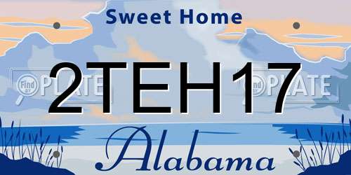 2TEH17 Alabama License Plate