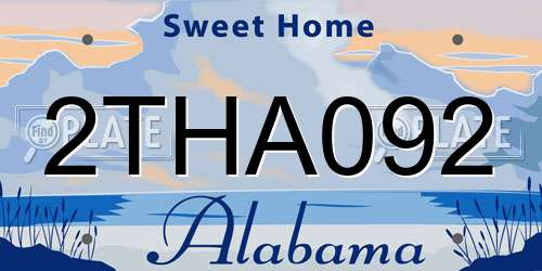 2THA092 Alabama License Plate