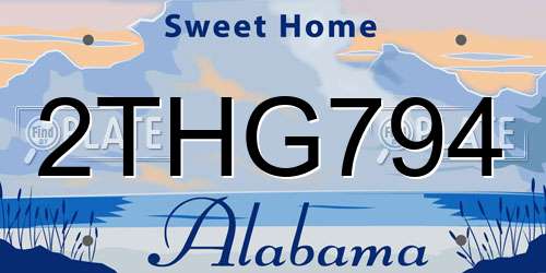 2THG794 Alabama License Plate