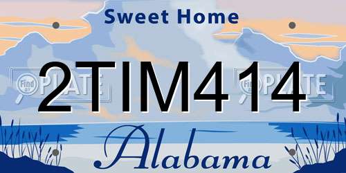2TIM414 Alabama License Plate