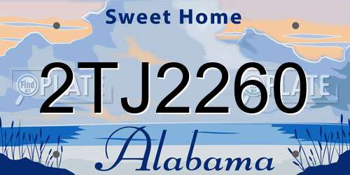 2TJ2260 Alabama License Plate