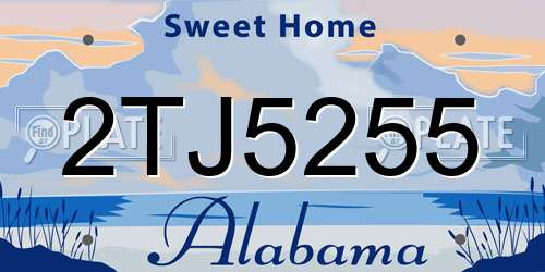 2TJ5255 Alabama License Plate