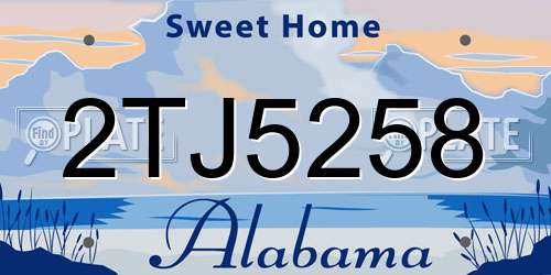 2TJ5258 Alabama License Plate