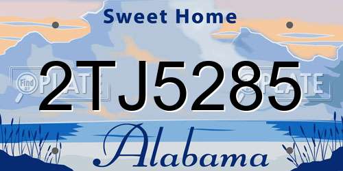 2TJ5285 Alabama License Plate
