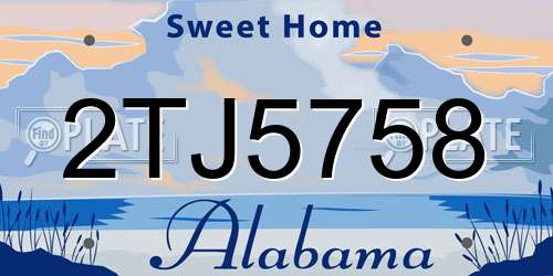 2TJ5758 Alabama License Plate