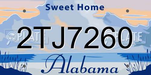 2TJ7260 Alabama License Plate