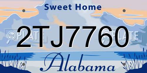 2TJ7760 Alabama License Plate