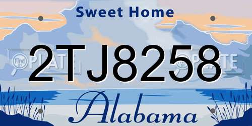 2TJ8258 Alabama License Plate
