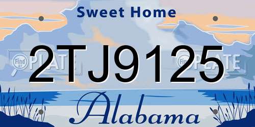 2TJ9125 Alabama License Plate