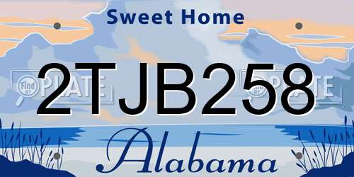 2TJB258 Alabama License Plate