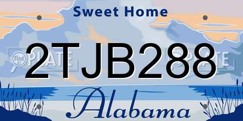 2TJB288 Alabama License Plate