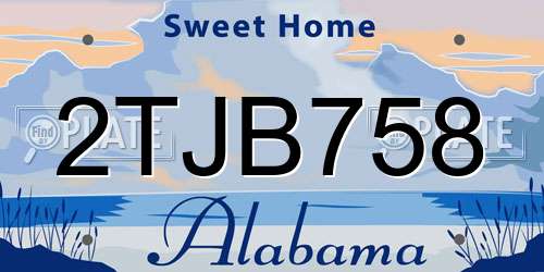 2TJB758 Alabama License Plate