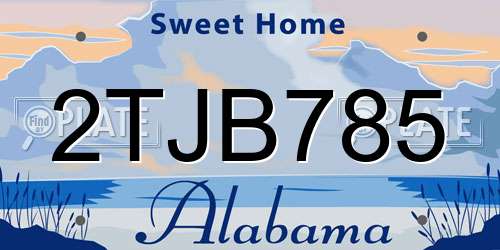 2TJB785 Alabama License Plate