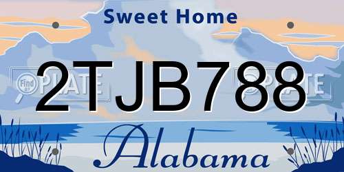 2TJB788 Alabama License Plate