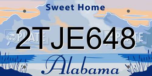 2TJE648 Alabama License Plate