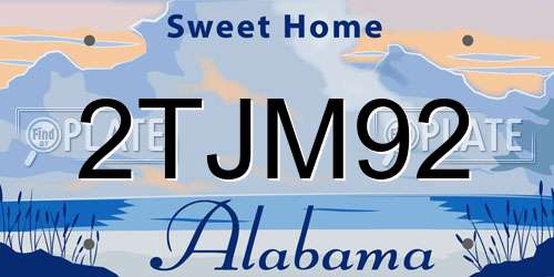 2TJM92 Alabama License Plate