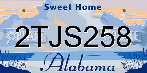2TJS258 Alabama License Plate